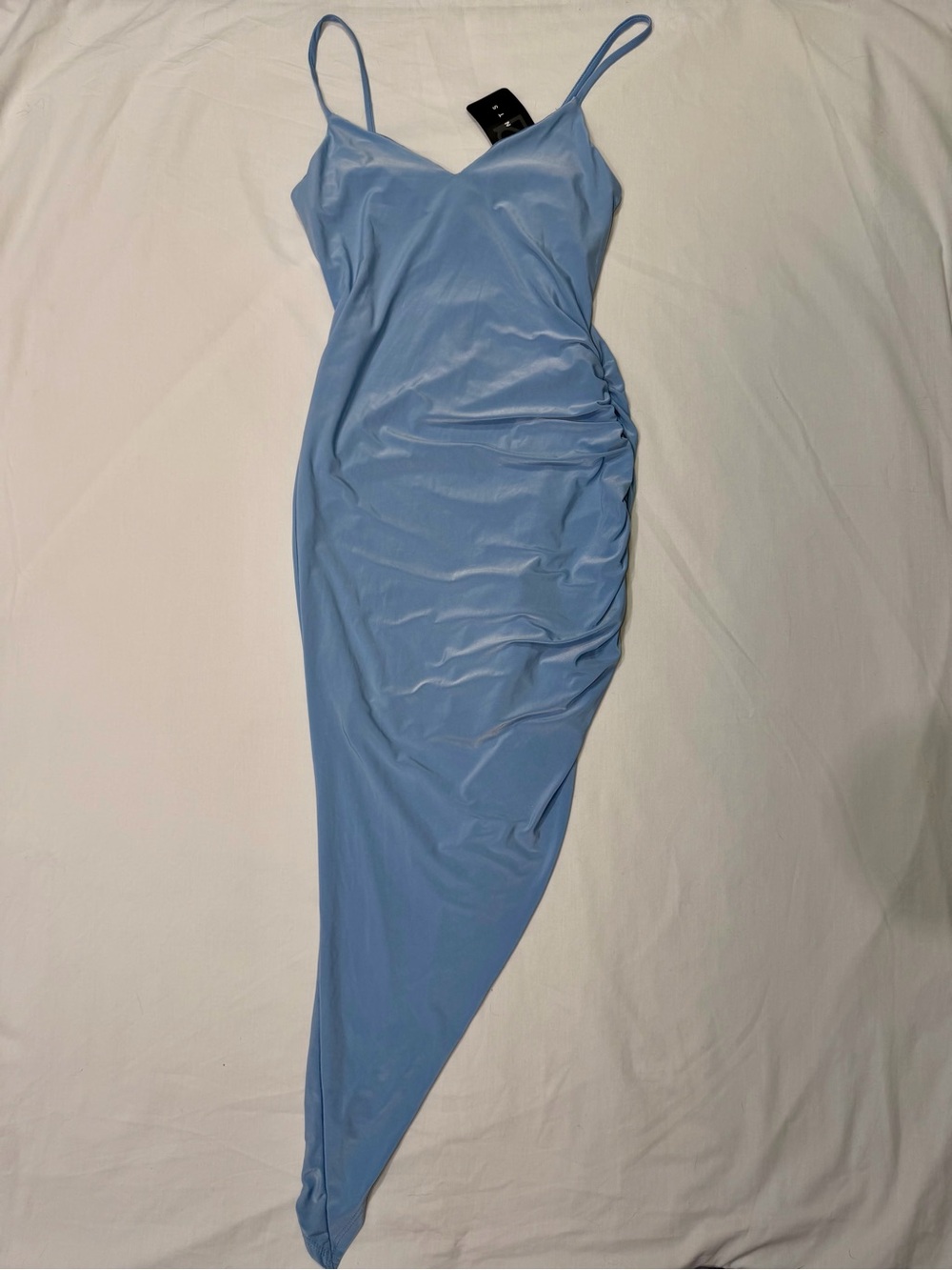 21 Saints light blue Asymmetrical Ruched Bodycon dress size S NWT
